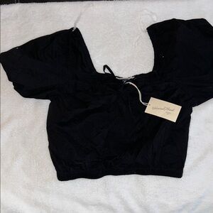 Universal Thread Black Puff Sleeve Crop Top